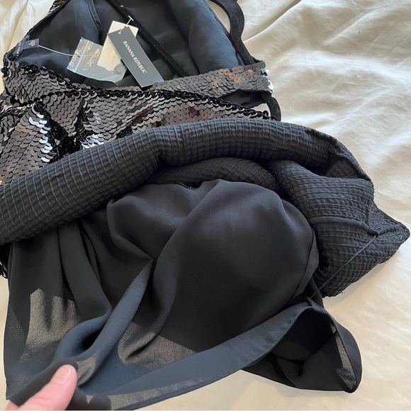 NWT - BANANA REPUBLIC Black Sequin Mini Dress, Reversible V-Neck & round neck, 4 - Picture 9 of 12